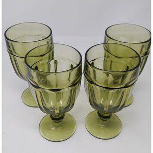 Libbey Duratuff Gibraltar Olive Green Iced Tea Glasses 7in Set of 4